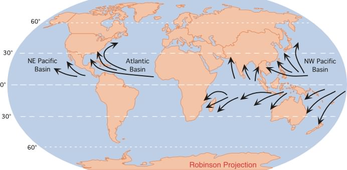 Where do typhoons usually occur?
