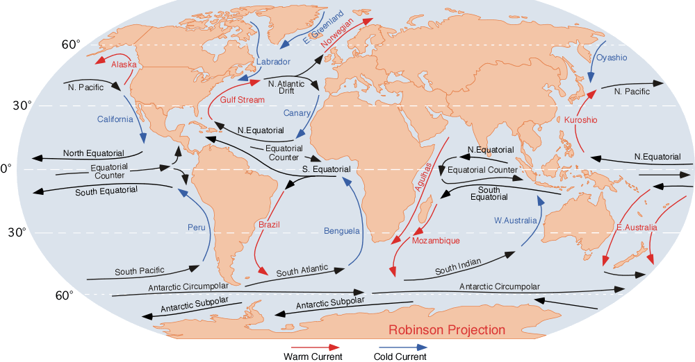 8q Surface And Subsurface Ocean Currents Ocean Current Map