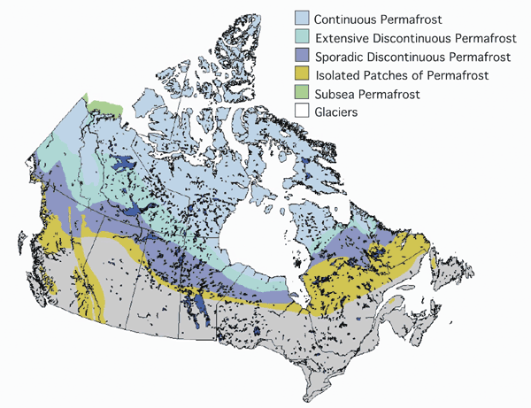 In some areas, permafrost can be up to 1500 meters deep.