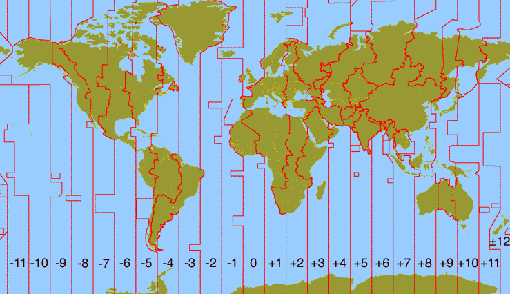 time zone map of the world. Map Location and Time Zones